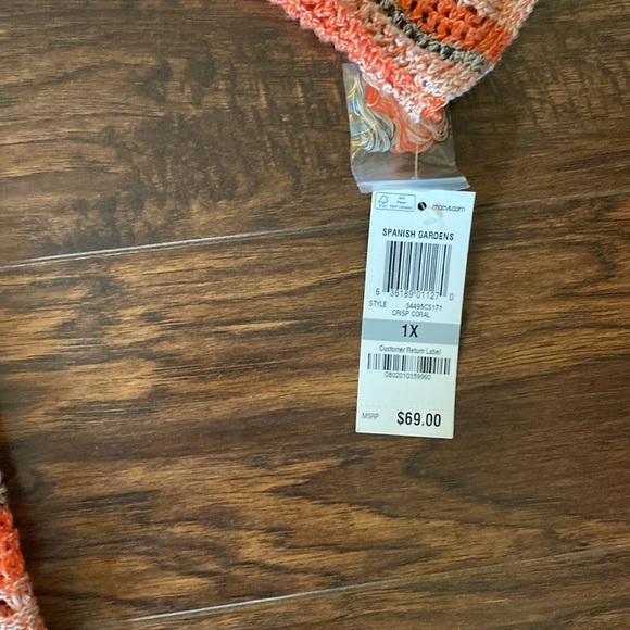 NWT Macy's Style & Co Coral Open Front Crochet Cardigan - Picture 2 of 7